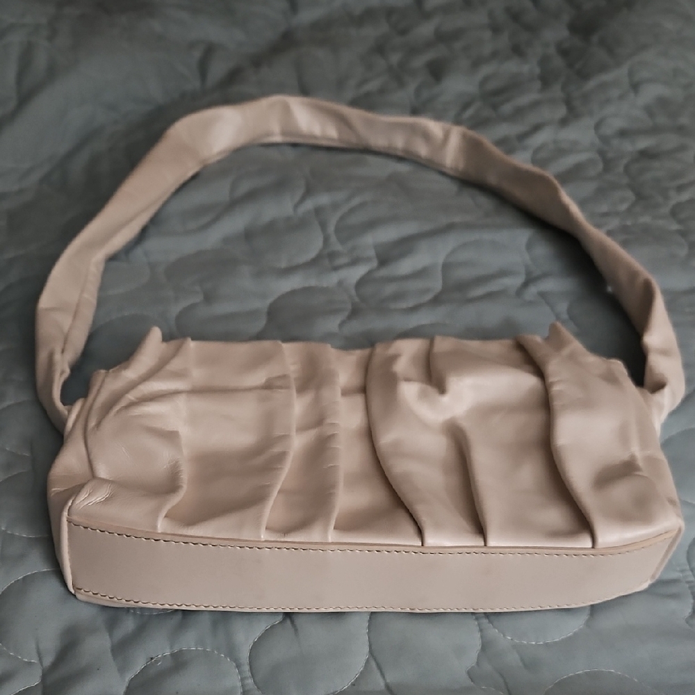 Elleme Women's Vague Pleated Ruched Leather Shoulder Bag